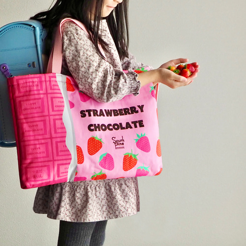 いちごチョコなレッスンバッグ【名入れ・サイズオーダー受付中  