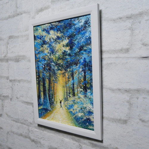 油絵 油彩 油彩画 絵 絵画 ミニ絵画【オレンジ空から降る雪】