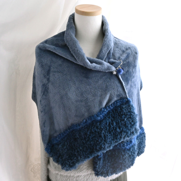 ロングタイプブラックピンドット作りネックウォーマーショール