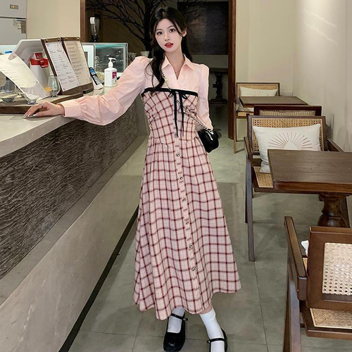 大きいサイズ レディース ワンピース ピンク ロング 春 秋冬 新品 長袖