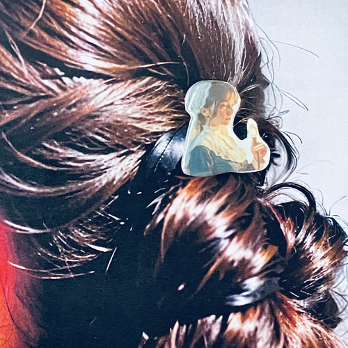 ナイチンゲールのヘアゴム ブローチ、ポニーフック変更可 ヘアゴム