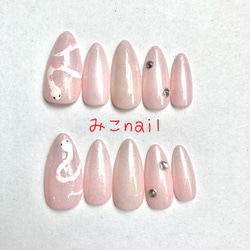 送料無料】干支ネイル ヘビネイル ヘビ 蛇 ピンク ワンカラー きらきら