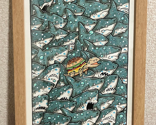 今孤独でも光をあきらめないサメ/原画イラスト 今孤独でも光をあきらめないサメ/原画イラスト 国見英の夢絵イラスト