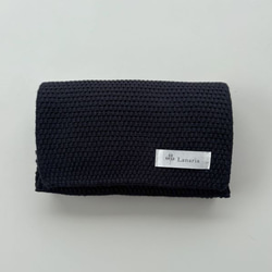 『ポコポコ』と表情豊かな【カノコ編み】のサッと巻けるコンパクトミニマフラー　【ネイビー】 7枚目の画像