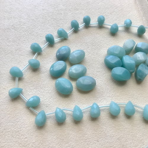 488 コロンとした 飴みたいな レトロな青緑 アマゾナイト 【2石】 約12