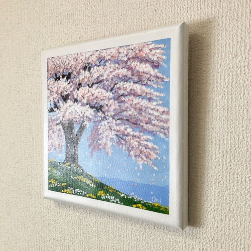 丘の上の一本の桜」アクリル画 原画 キャンバス SSMサイズ 風景 丘の上の一本の桜」アクリル画 原画 キャンバス SSMサイズ 風景