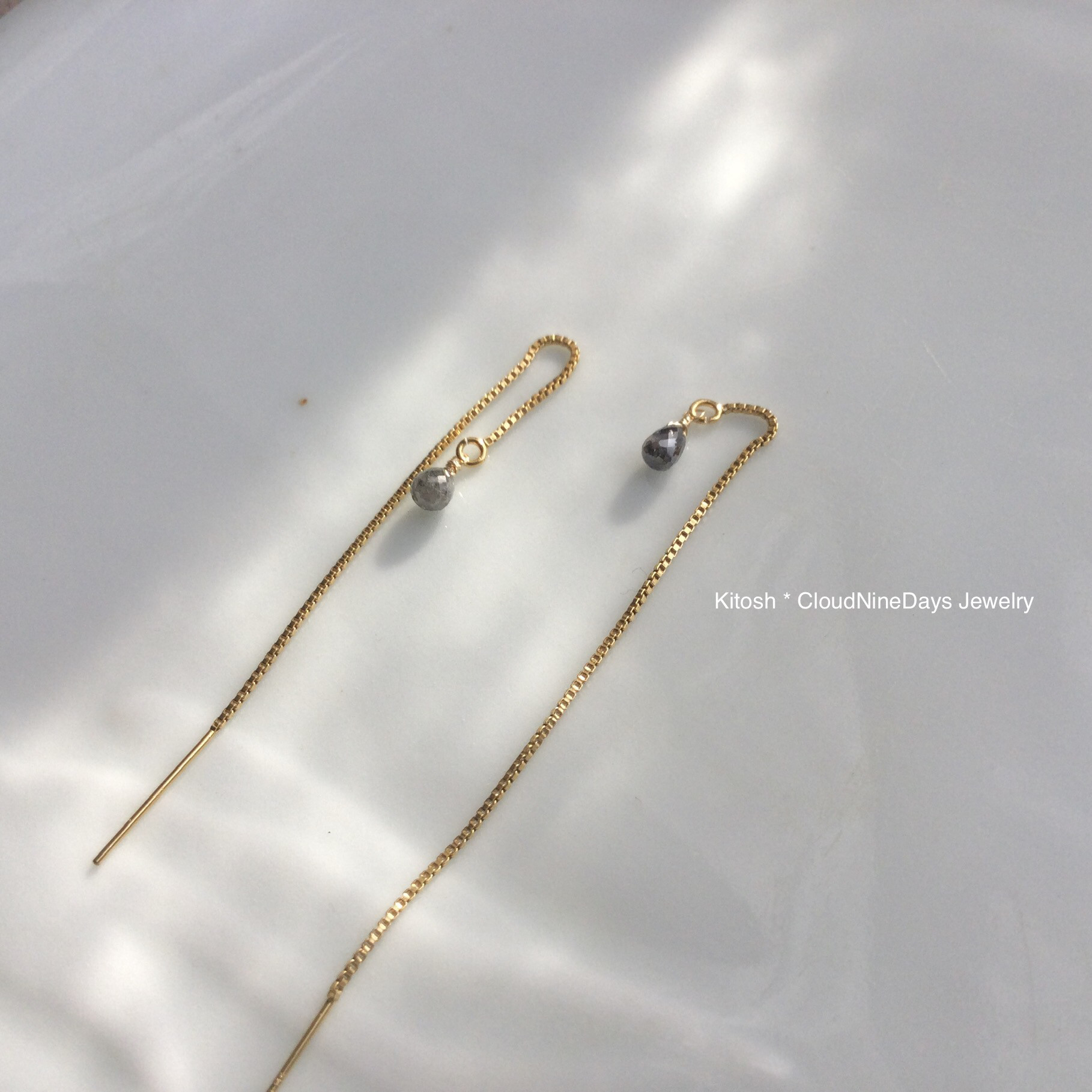 グレイダイヤモンド✳︎アメリカンピアス✳︎14kgf✳︎一粒ピアス✳︎