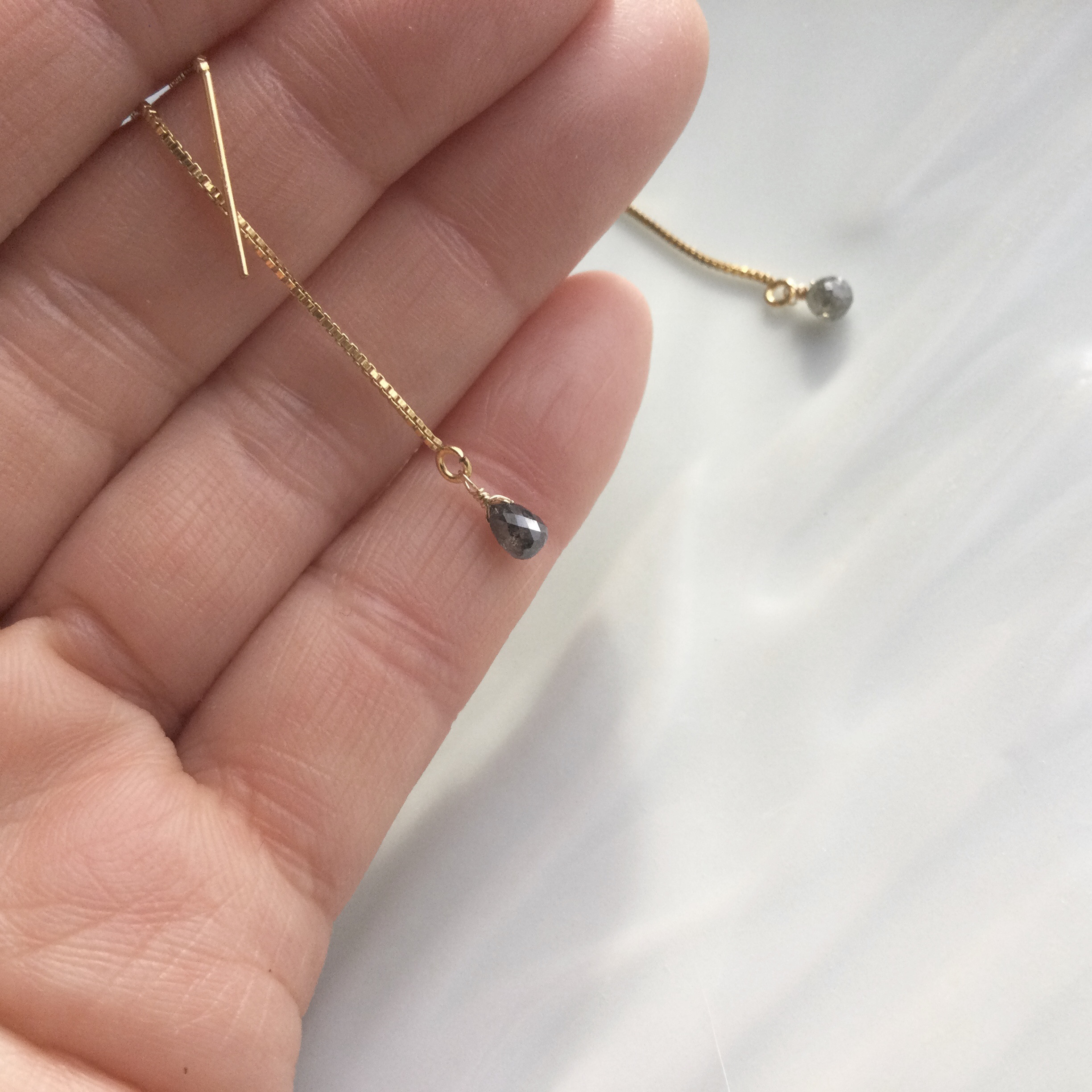 グレイダイヤモンド✳︎アメリカンピアス✳︎14kgf✳︎一粒ピアス✳︎