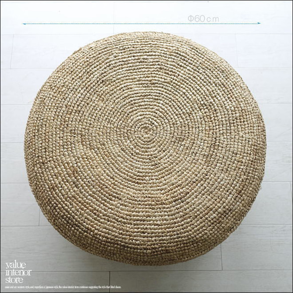 天然素材 シングルソファagel 椅子 手編み スツール イス チェア ナチュラルインテリア 天然草 Φ60cm 4枚目の画像