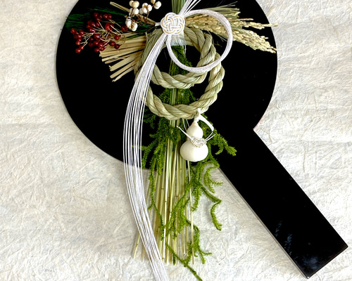 正月 しめ縄飾り 植物素材　ひょうたん　ヒカゲノカズラ 翌日迄に発送】＂瓢箪と神聖なヒカゲノカズラのしめ縄飾り
