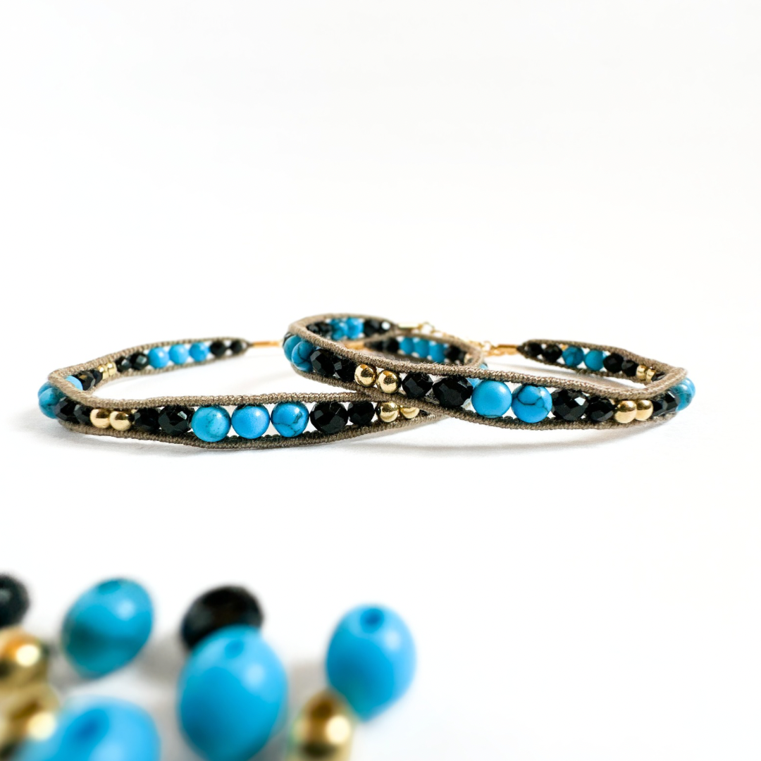 【お揃い】ターコイズのペアブレスレット　男女ペアセット　* 蒼穹のアビス *