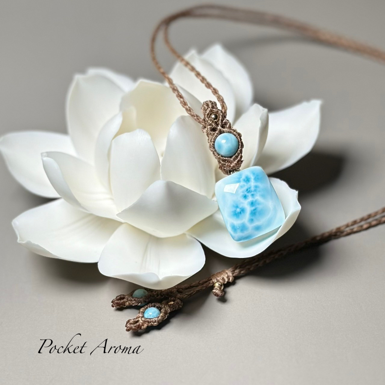 『綿藍』高品質ラリマーのマクラメペンダントネックレス 14,345円