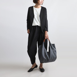 ⁑（送料無料）再制作　軽量ナイロンツイル生地レザー革2wayトートバッグ裏地付A4サイズ防水グレー鞄　P92D 4枚目の画像