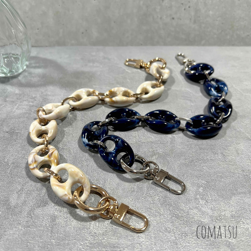 ぷっくりmarbleチェーン スマホストラップ 落下防止ブレスレット