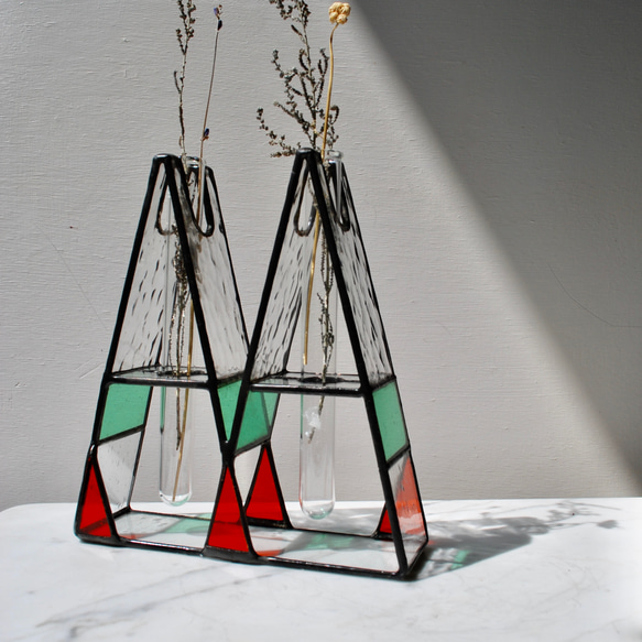 M】二輪挿しステンドグラスR＆B 新作2025 一輪挿し・花瓶・花器 ALMA