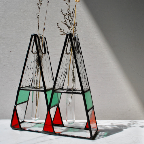 M】二輪挿しステンドグラスR＆B 新作2025 一輪挿し・花瓶・花器 ALMA