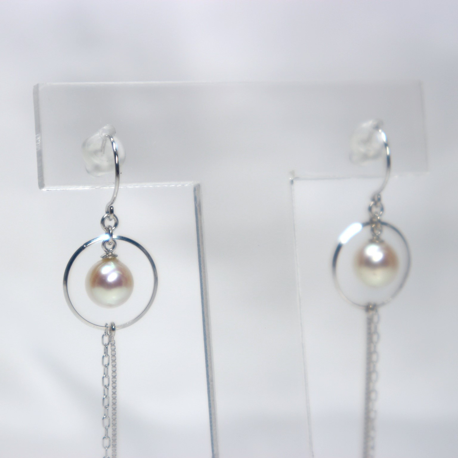 K14WGアコヤ真珠ピアス⑤（5.5mm珠)