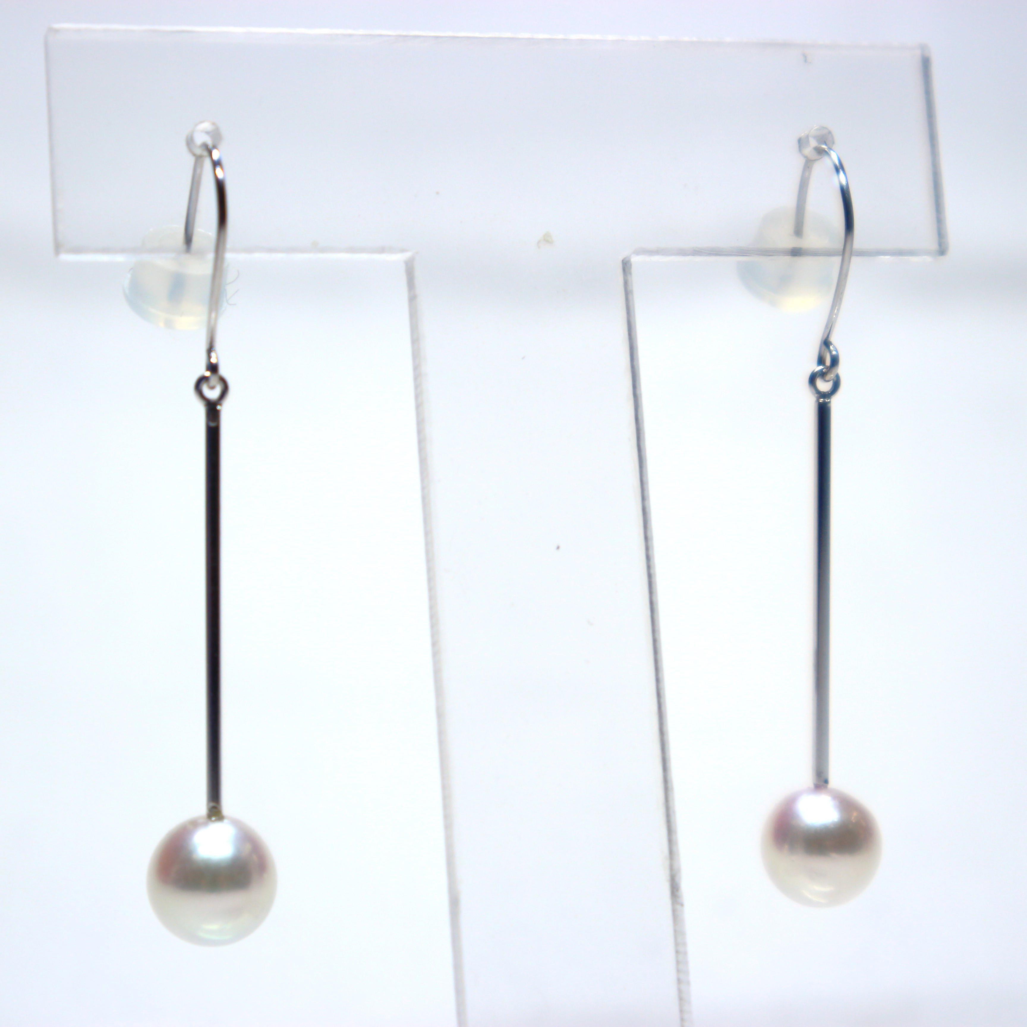 K18WGアコヤ真珠ピアス①（6.5mm珠)