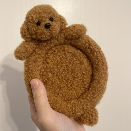 もこもこトイプードルの小物入れ 動物コースター 羊毛フェルト 羊毛