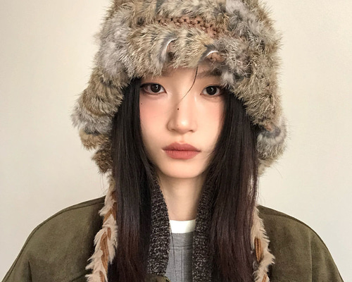 毛糸帽女冬兎毛帽子保温韓版甘可愛冬耳保護毛糸カバーニット帽 0c0a2b8835f421ef4a029ae1007e18