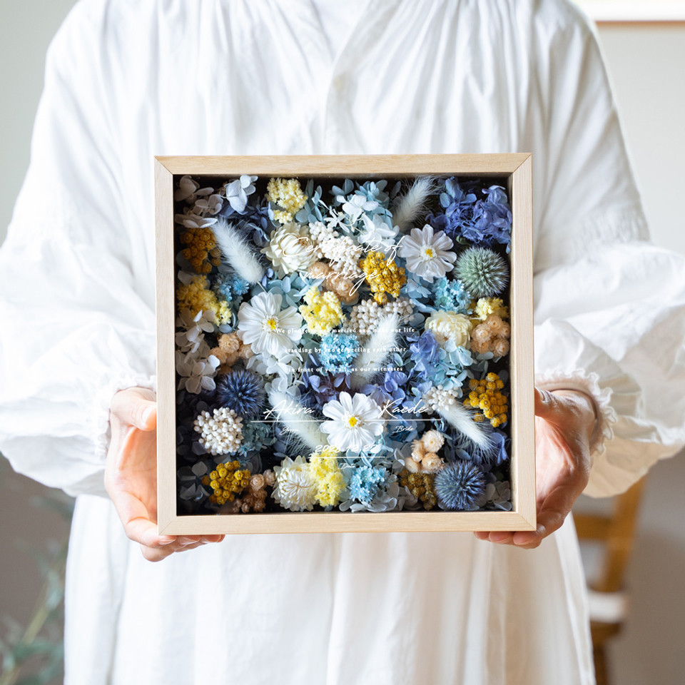 【結婚証明書・ゲスト参加型】ドライフラワー100本セット（ホワイト×ブルー）