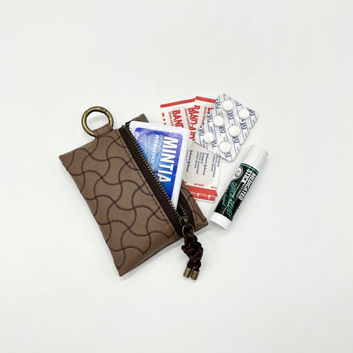 小物入れ kuki ミニポーチ/分銅 グリーン 緑 幾何学模様 カラビナ プレゼント 小物