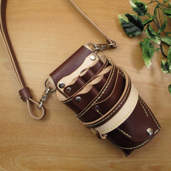 シザーケース ヌメ革 8丁差し 紺 ヌメ革ナチュラル 8丁差し シザー