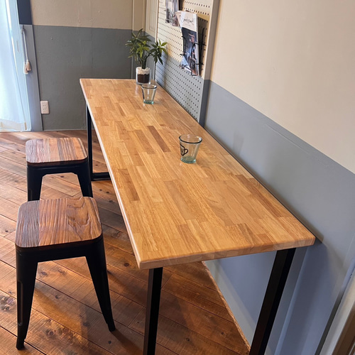 あなただけのカウンターテーブルロ型アイアン脚 ラバーウッド1800×500