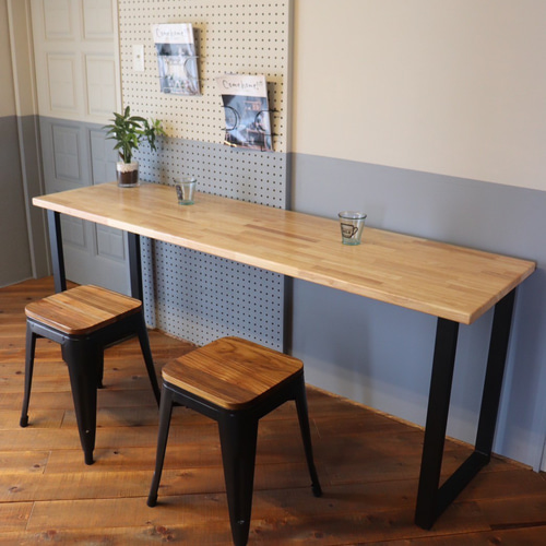 あなただけのカウンターテーブルロ型アイアン脚 ラバーウッド1800×500