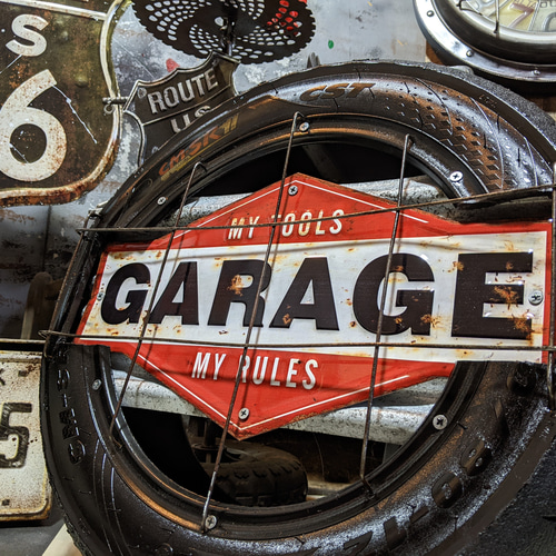 GARAGEサインボード ガレージ壁掛け看板 アメリカンフェンス 店舗什器 GARAGEサインボード ガレージ壁掛け看板 アメリカンフェンス