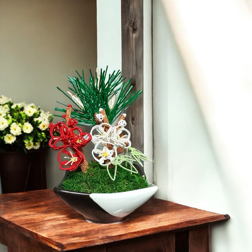 （b-499）水引パーツ　松竹梅飾り 水引mini盆栽 松竹梅 立体・オブジェ Rarura 通販 18708009｜Creema