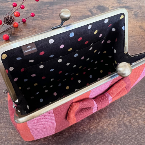 1843.ハンドメイド　18cm底板付き大きめがま口　リボンボーダー　一個限り 1865_6.jpg