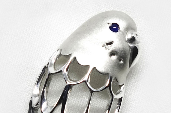 ★オーダー★Pt900セキセイインコブローチ【Pio by Parakee】budgie sapphire broach 2枚目の画像