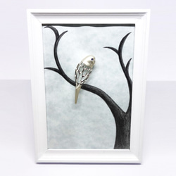 ★オーダー★Pt900セキセイインコブローチ【Pio by Parakee】budgie sapphire broach 6枚目の画像