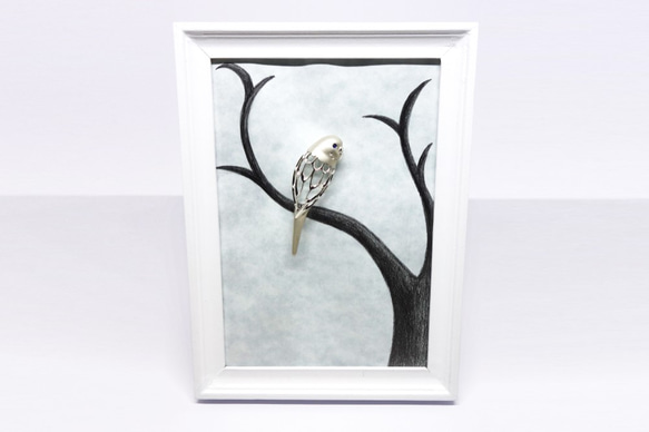 ★オーダー★Pt900セキセイインコブローチ【Pio by Parakee】budgie sapphire broach 6枚目の画像