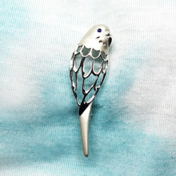 ★オーダー★Pt900セキセイインコブローチ【Pio by Parakee】budgie sapphire broach 4枚目の画像