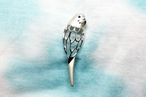★オーダー★Pt900セキセイインコブローチ【Pio by Parakee】budgie sapphire broach 4枚目の画像
