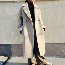 カシミヤ混素材 ダブルフェイス フェミニンなAラインレディースコート