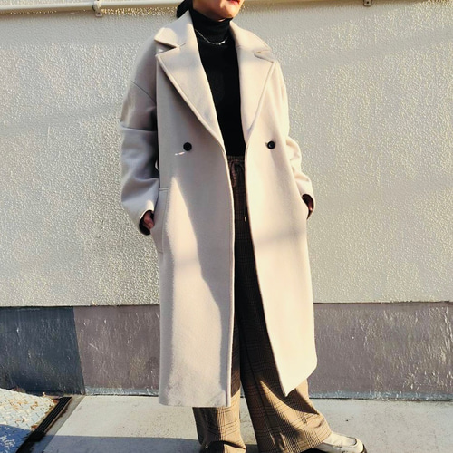 冬先取セール】日本製 サスティナブルウール ロングチェスターコート