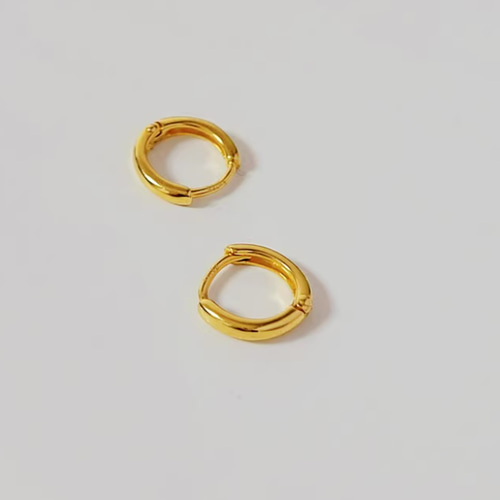 18K（片耳）K18YG中折れフープピアス K18金ダイヤモンドカット