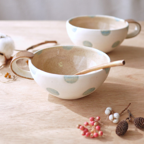 水玉模様のスープカップ 2個セット 水玉のスープカップ（2個セット） マグカップ 浦川友紀 通販 18708901