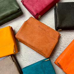 ほぼカードサイズなミニマム財布【ブラウン】 キャッシュレス財布 極小ミニ財布 イタリアンレザー 財布 20枚目の画像