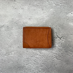 ほぼカードサイズなミニマム財布【ブラウン】 キャッシュレス財布 極小ミニ財布 イタリアンレザー 財布 3枚目の画像