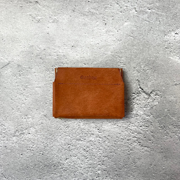 ほぼカードサイズなミニマム財布【ブラウン】 キャッシュレス財布 極小ミニ財布 イタリアンレザー 財布 1枚目の画像