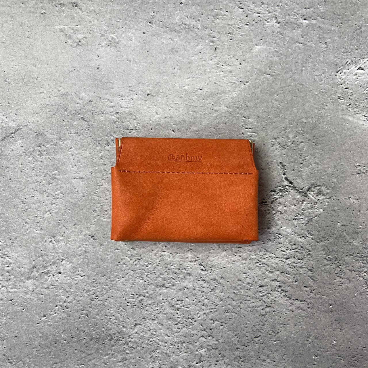 ほぼカードサイズなミニマム財布【オレンジ】 キャッシュレス財布 極小ミニ財布 イタリアンレザー 財布