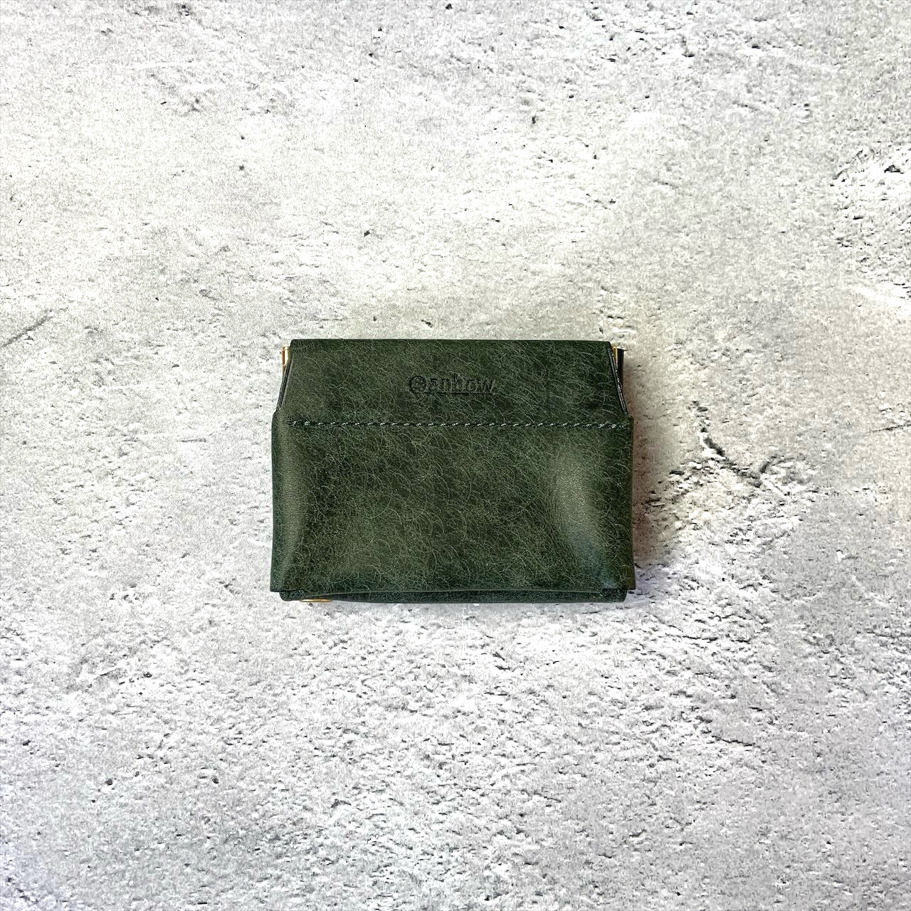 ほぼカードサイズなミニマム財布【グリーン】 キャッシュレス財布 極小ミニ財布 イタリアンレザー 財布