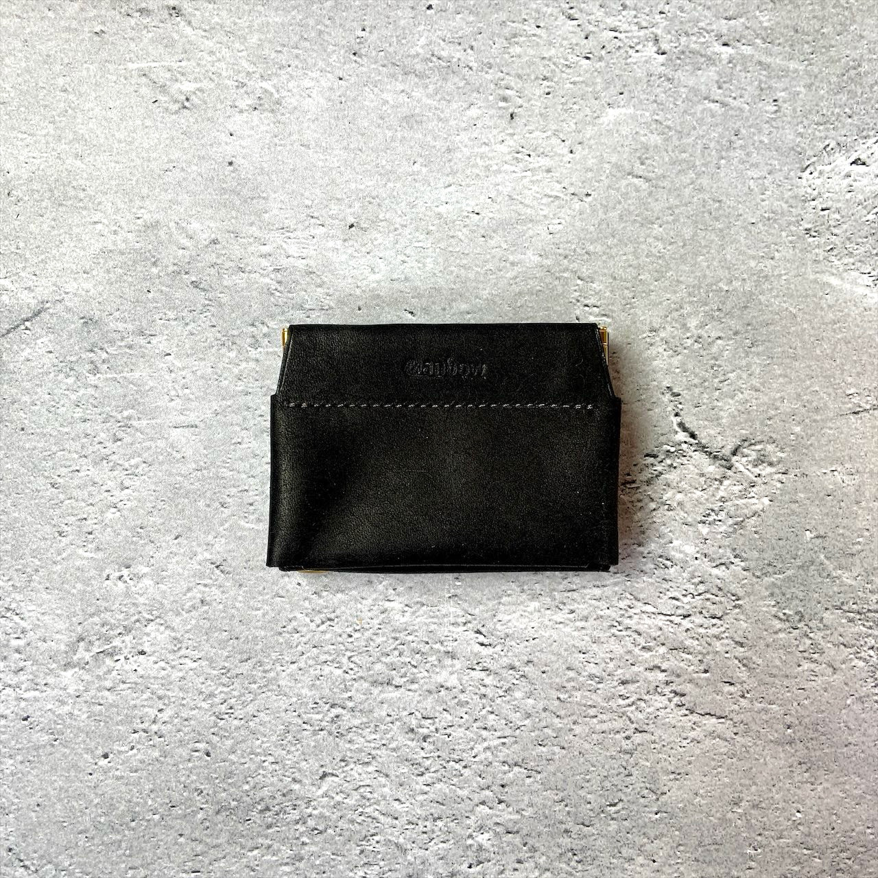 ほぼカードサイズなミニマム財布【ブラック】 キャッシュレス財布 極小ミニ財布 イタリアンレザー 財布