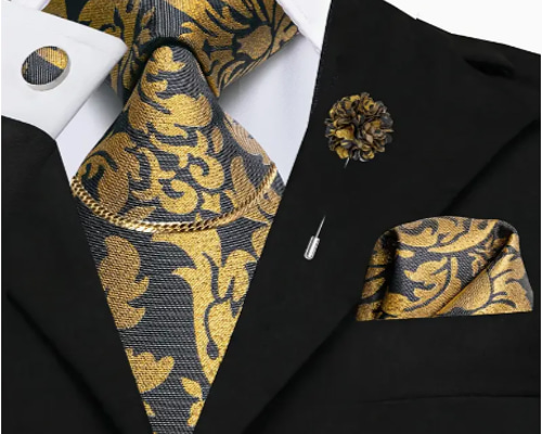 ネクタイ セット メンズ ハンカチ カフリンクス タイチェーンブローチ