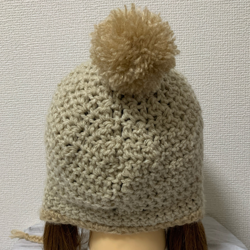 ハンドメイドベア(イギリス天然モヘア)全長25cm ＊ニット帽子付き＊ RACAL（ラカル） 耳当て付き帽子 レディース ニットキャップ モヘア