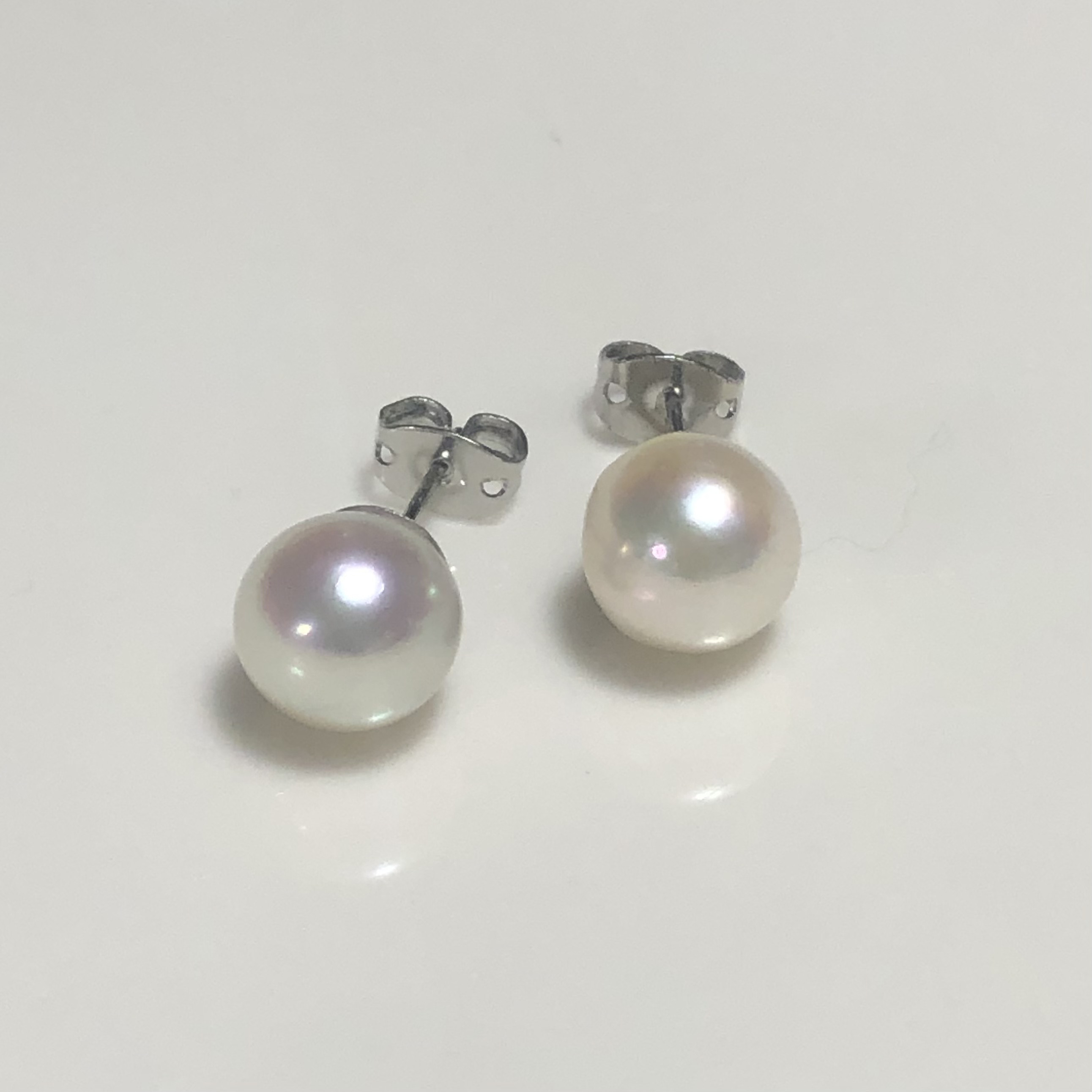 4633●超貴重！艶照強925刻印大珠ほぼラウンド天然あこや真珠スタッドピアス 4633○超貴重！艶照強925刻印大珠ほぼラウンド天然あこや真珠